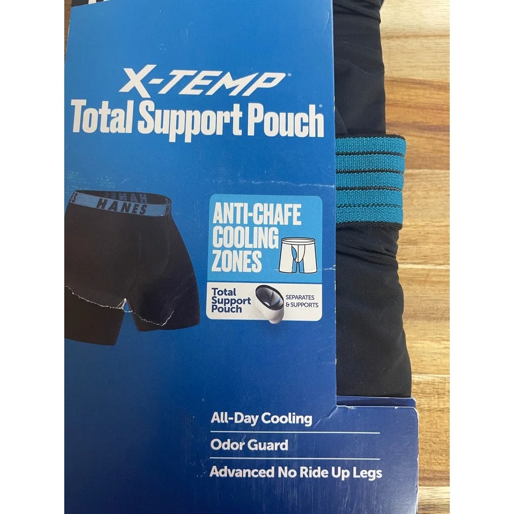 Hanes Moves X-Temp Total Support Pouch Mens Boxer Briefs 3 Pack Small Black New